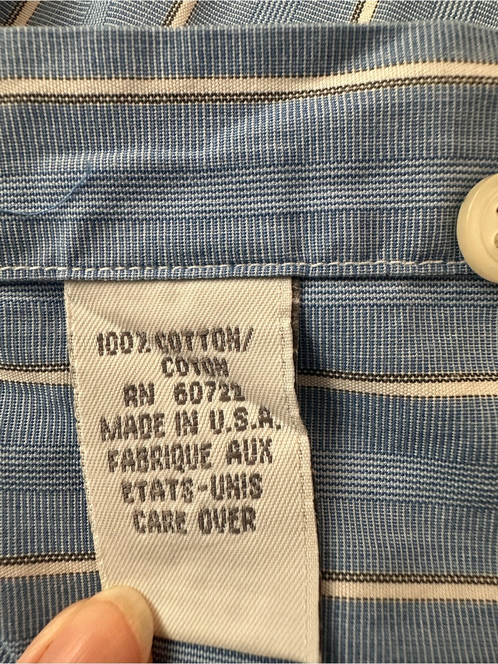 Vintage Burberrys Blue Pinstripe Button Down Shirt Contrast Collar Size 2 - Picture 10 of 11